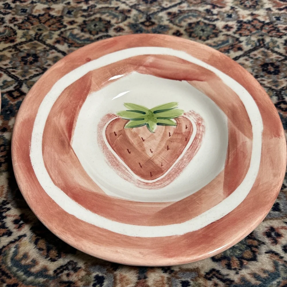 Pottery Barn Salad Bowl Mexican Pottery Strawberry 10” Serving Bowls Set Of 6